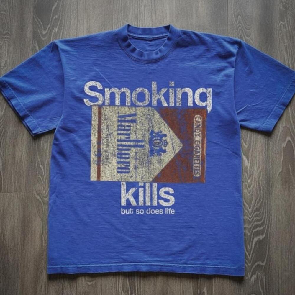 Smoking Kills But So Does Life T Shirt Marlboro Candy Cigarettes Graphic Tee